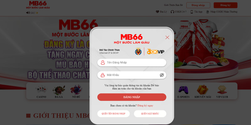 Đăng nhập MB66 trên trang web chính thống